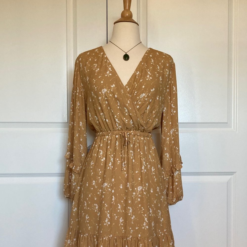 Anthropologie Women's Dolan Yellow and White Wrap-style Dress XS